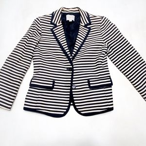 Ann Taylor Loft Striped Navy/Cream Blazer Sz 4